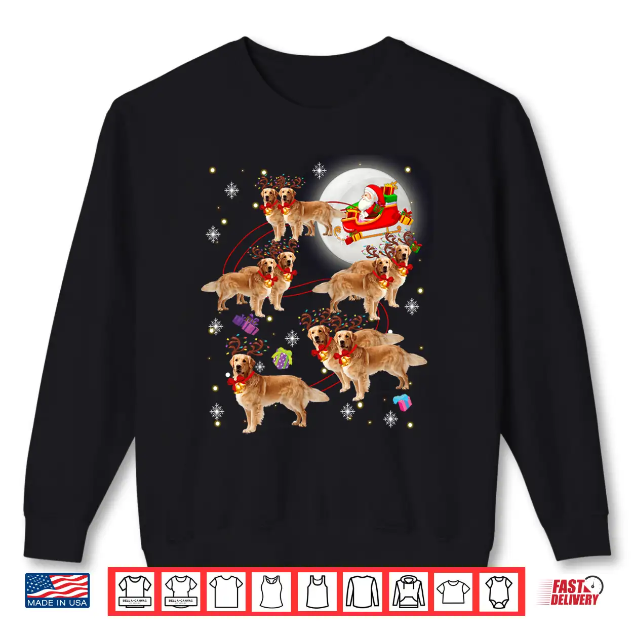 Christmas Santa Claus Riding Golden Retriever Xmas Pajamas Shirt Christmas Santa Claus Riding Golden Retriever Xmas Pajamas Shirt