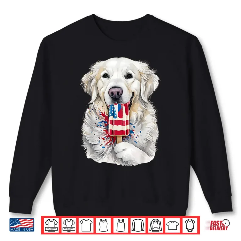 Sweatshirt 4th of July White English Cream Golden Retriever Popsicle Shirt