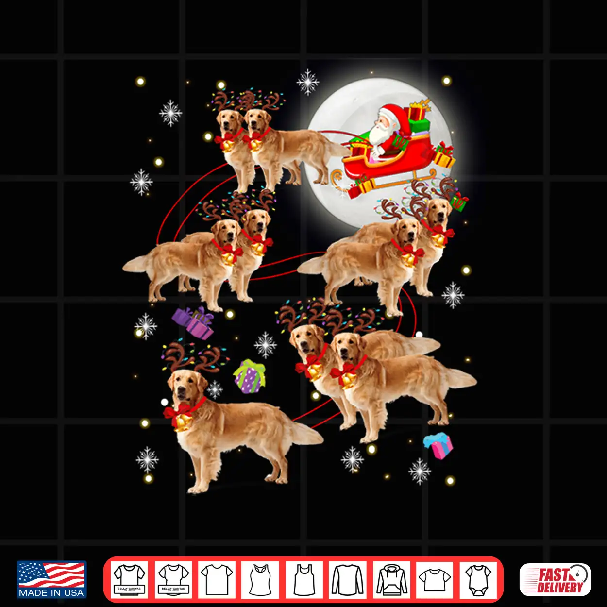 Christmas Santa Claus Riding Golden Retriever Xmas Pajamas Shirt Christmas Santa Claus Riding Golden Retriever Xmas Pajamas Shirt