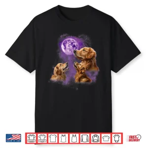 Funny Golden Retriever T Shirt Howling At The Moon Shirt