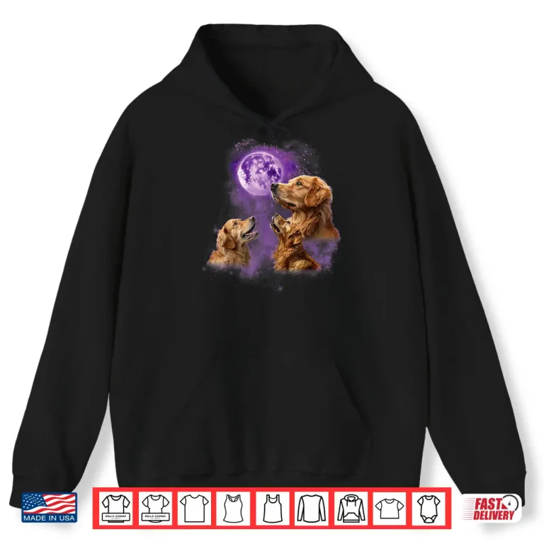 Hoodie Funny Golden Retriever T Shirt Howling at the Moon Shirt