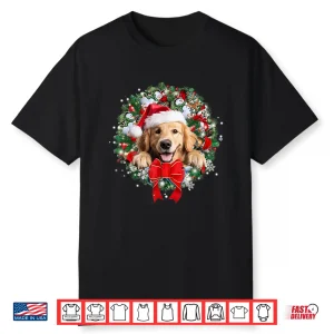 Golden Retriever Christmas Wreath Decoration Xmas Pajamas Shirt