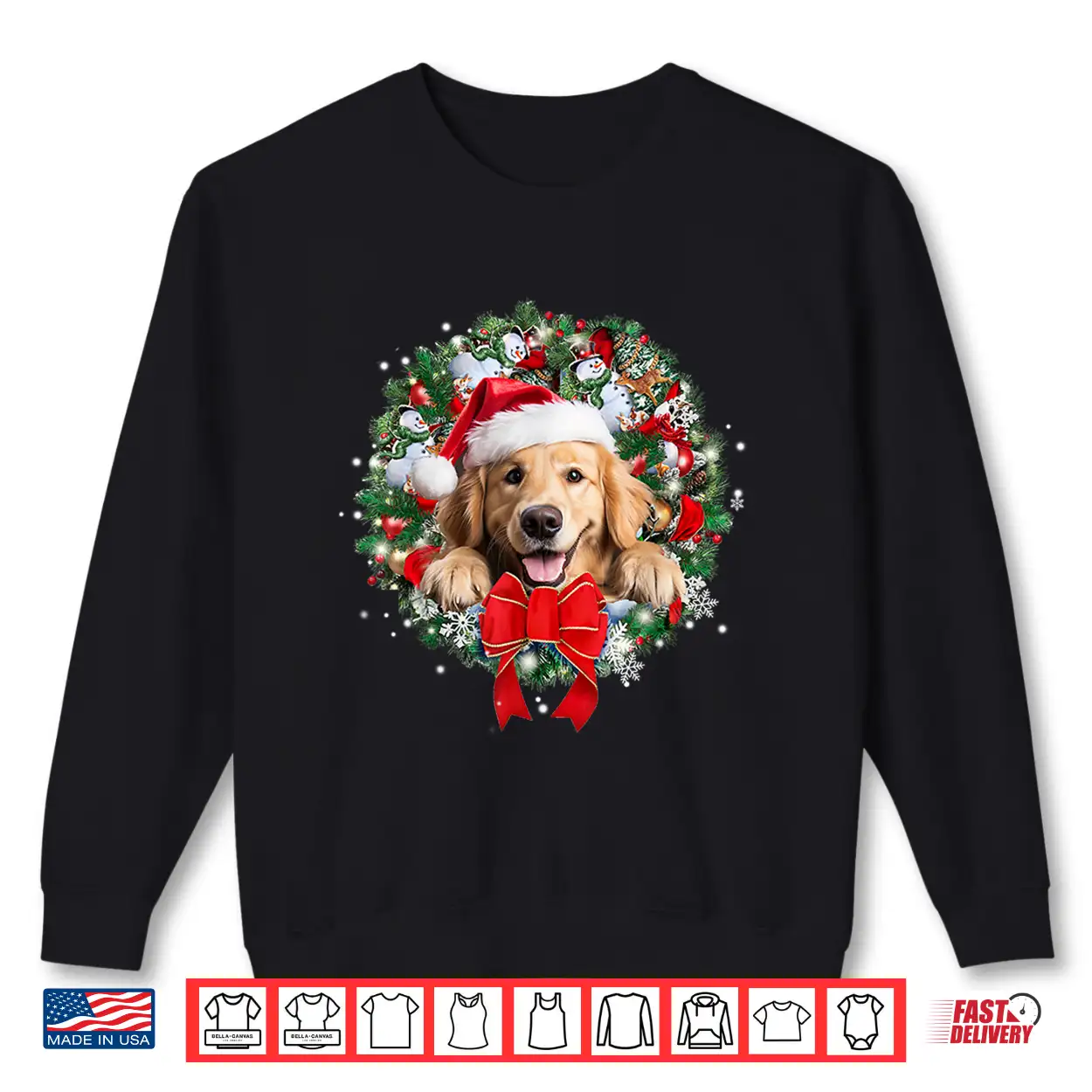 Golden Retriever Christmas Wreath Decoration Xmas Pajamas Shirt Golden Retriever Christmas Wreath Decoration Xmas Pajamas Shirt
