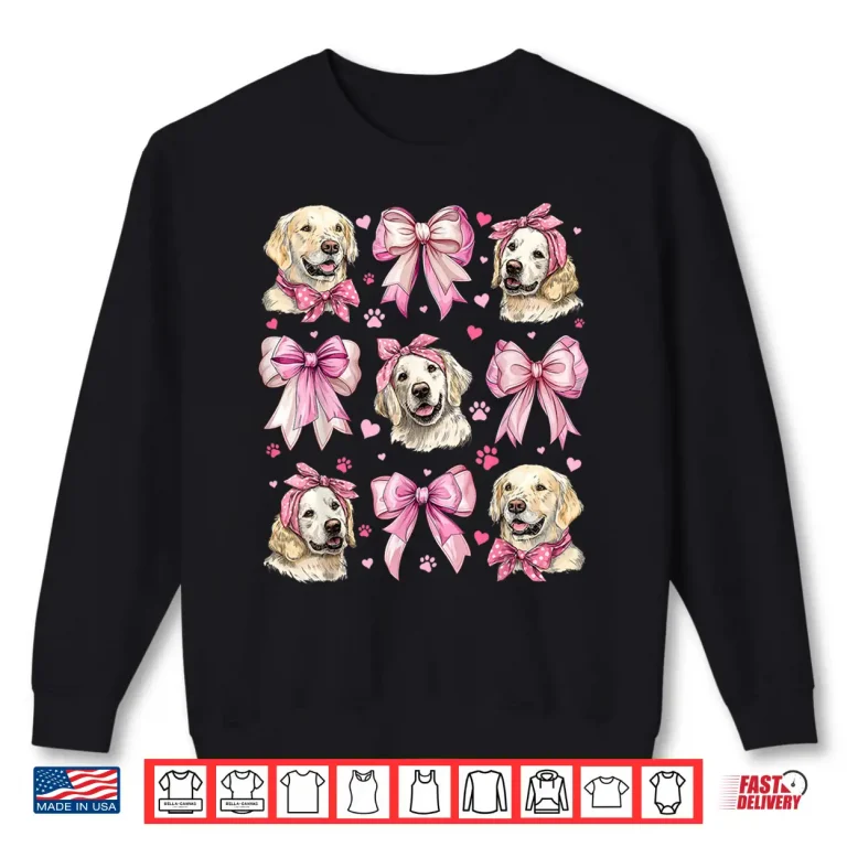 Sweatshirt Golden Retriever Dog Mom Girl Coquette Bow Pink Shirt
