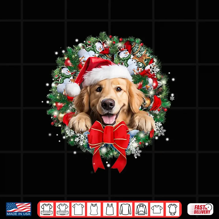 Golden Retriever Christmas Wreath Decoration Xmas Pajamas Shirt 4 Design Golden Retriever Christmas Wreath Decoration Xmas Pajamas Shirt