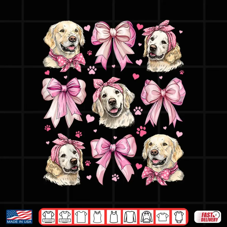 Design Golden Retriever Dog Mom Girl Coquette Bow Pink Shirt