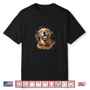 Golden Retriever Dog Pet Music Headphone Golden Retriever Shirt