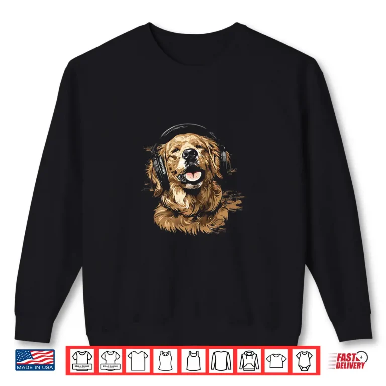 Sweatshirt Golden Retriever Dog Pet Music Headphone Golden Retriever Shirt