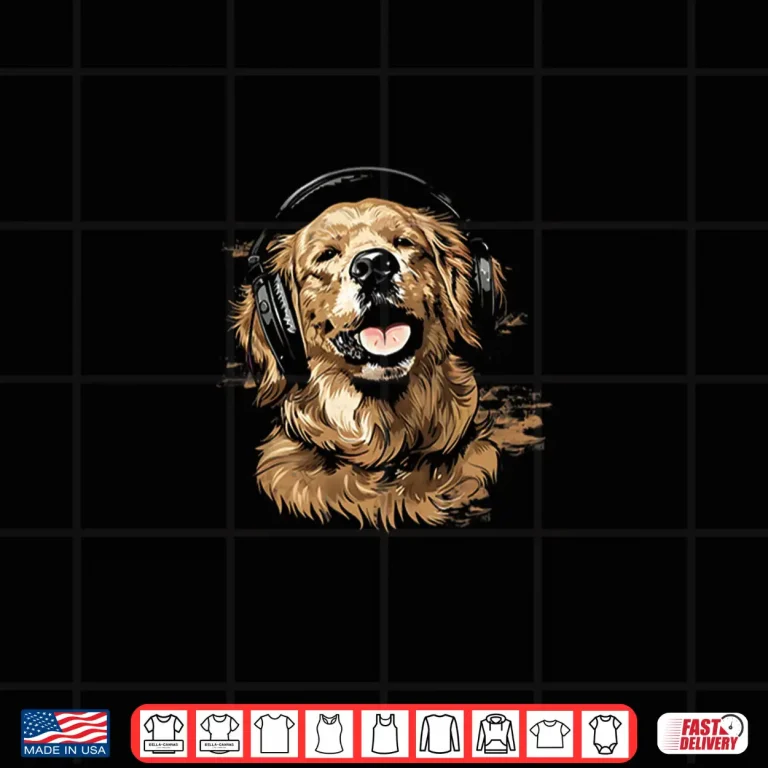 Design Golden Retriever Dog Pet Music Headphone Golden Retriever Shirt