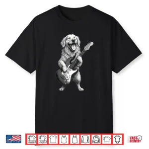 Golden Retriever Playing Guitar Funny Dog Lover Shirt