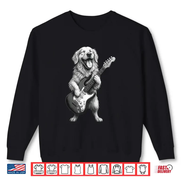 Sweatshirt Golden Retriever Playing Guitar Funny Dog Lover Shirt