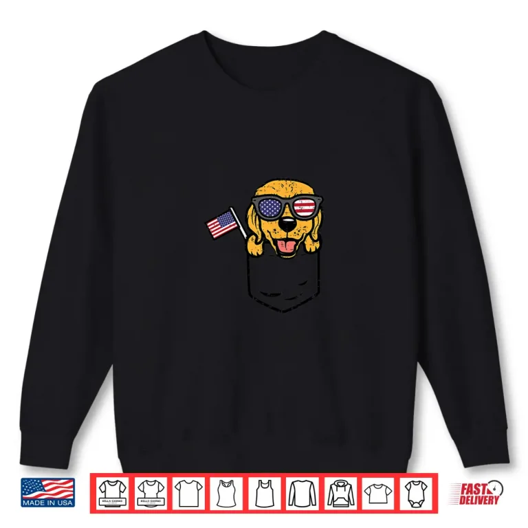 Sweatshirt Golden Retriever Pocket American USA 4th Of July Fourth Dog Shirt