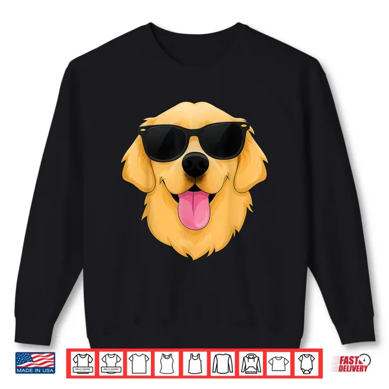 Sweatshirt Golden Retriever Sunglasses Pet for Kids Boys Girls Shirt