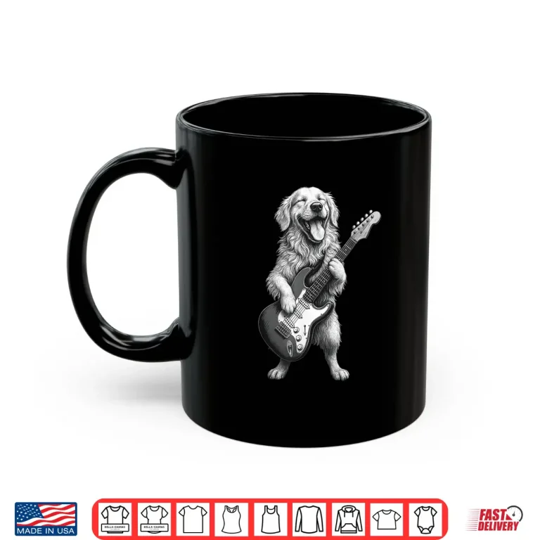 Mug Golden Retriever Playing Guitar Funny Dog Lover Shirt