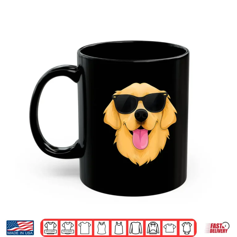 Mug Golden Retriever Sunglasses Pet for Kids Boys Girls Shirt