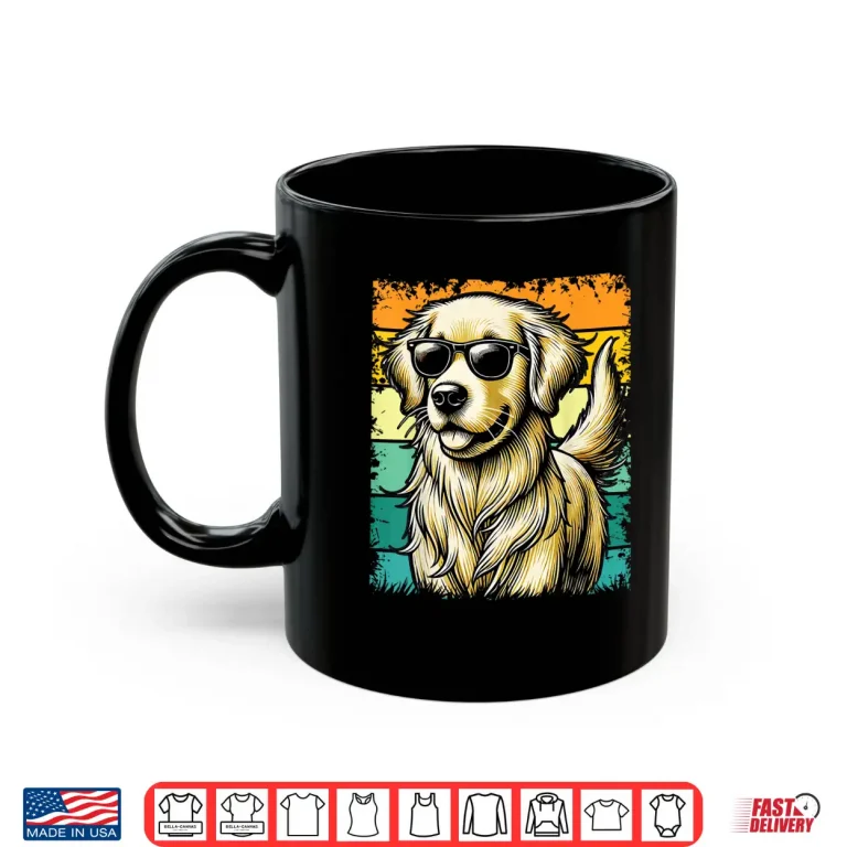 Mug Golden Retriever for Kids Boys Girls Sunglasses Pet Shirt