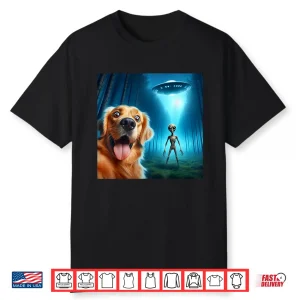 Golden Retriever Selfie Alien Ufo Funny Shirt