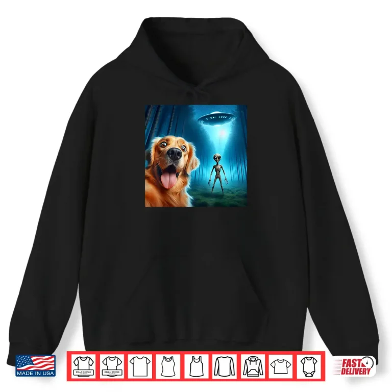 Hoodie Golden retriever Selfie alien UFO funny Shirt