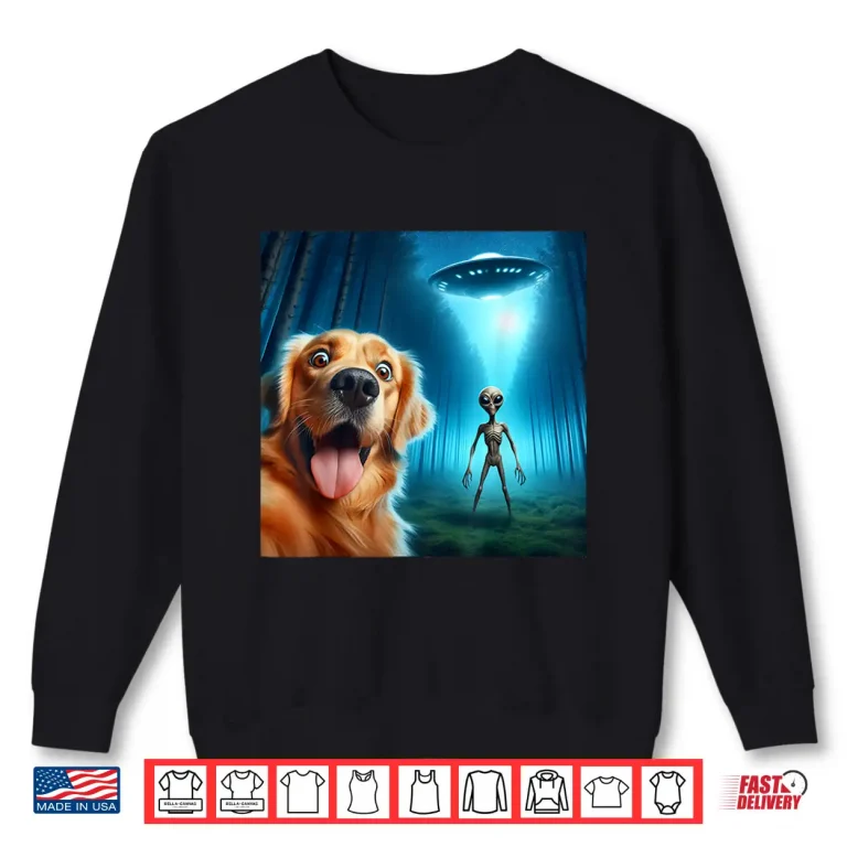 Sweatshirt Golden retriever Selfie alien UFO funny Shirt
