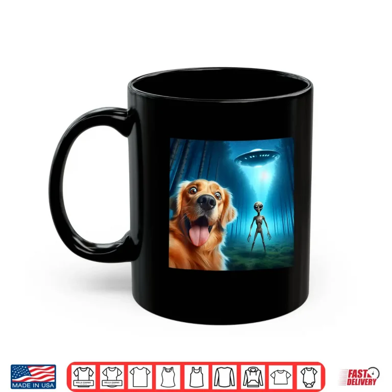 Mug Golden retriever Selfie alien UFO funny Shirt