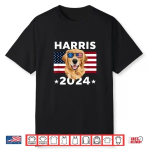 Us Election Kamala Harris 2024 Golden Retriever Dog Usa Flag Shirt