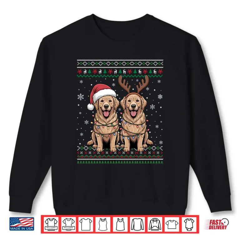 Sweatshirt Ugly Golden Retriever Dog Santa Matching Christmas Sweater Shirt