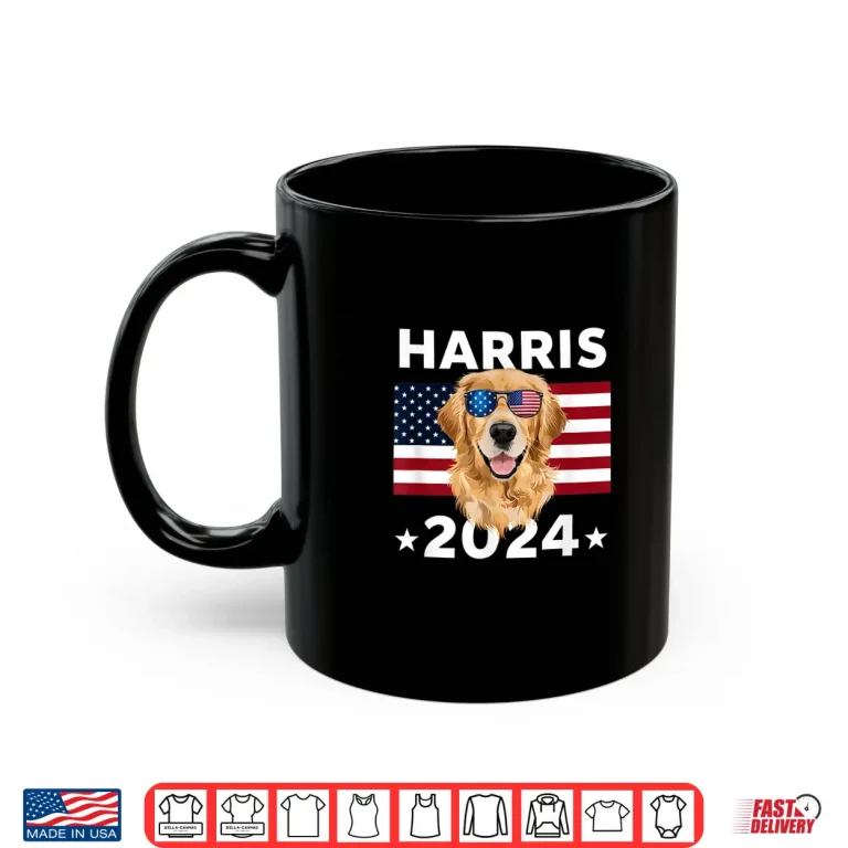 Mug US Election Kamala Harris 2024 Golden Retriever Dog USA Flag Shirt