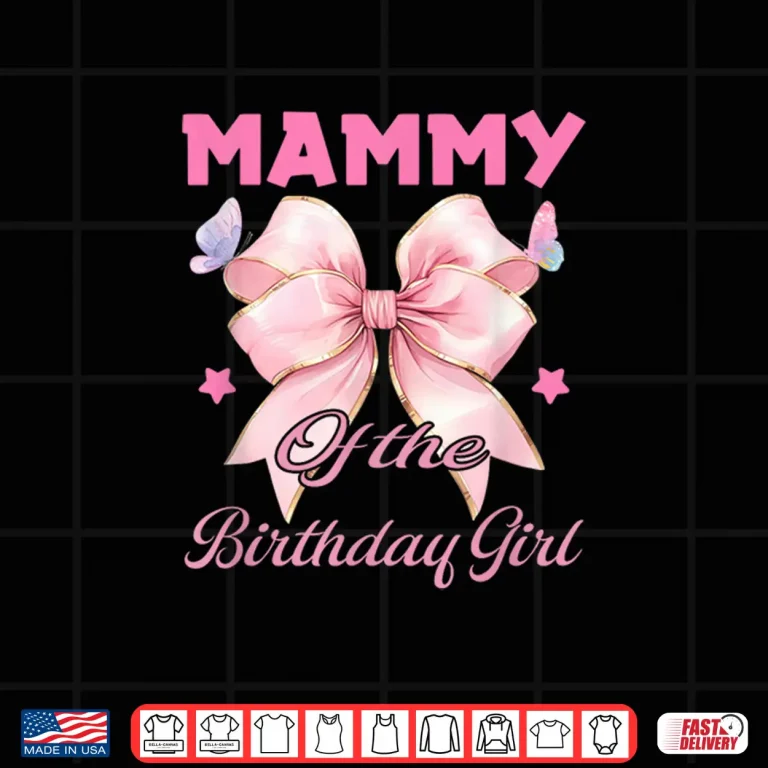 Design Mammy Birthday Girl Matching Coquette Pink Bow Shirt