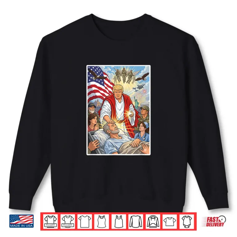 Sweatshirt Trump as Jesus Patriotic Graphic Funny Men Women Shirt