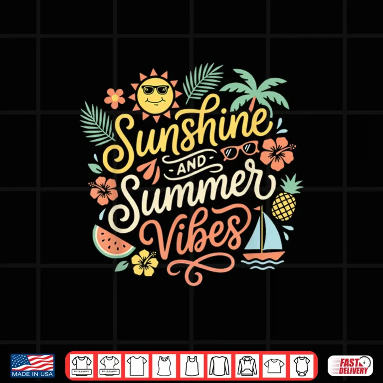 Design Sunshine and Summer Vibes Cute Tropical Beach Vacation Shirt