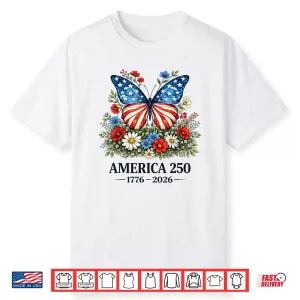 250Th Anniversary Butterfly Usa Flag Patriotic 4Th Of July Shirt