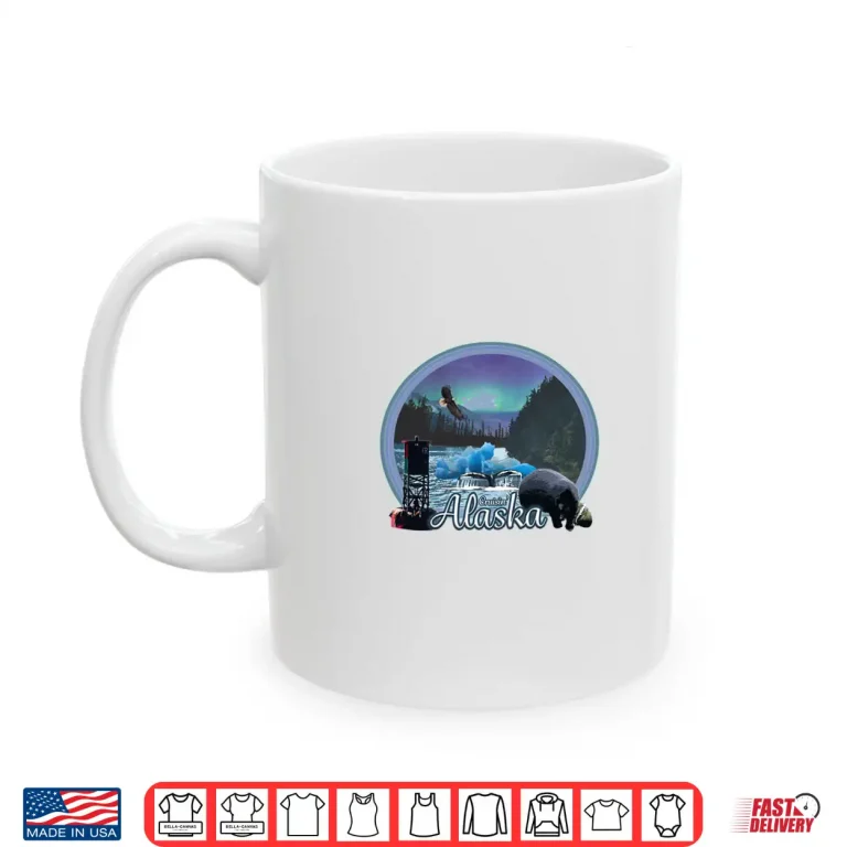 Mug Cruisin Alaska Northern Lights Eagle Bear Glacier Shirt