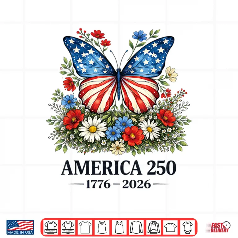 Design 250th Anniversary Butterfly USA Flag Patriotic 4th of July Shirt