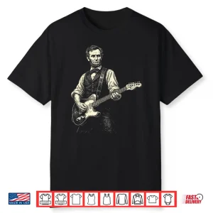 Retro Vintage President Abraham Lincoln Playing Guitar Funny Shirt