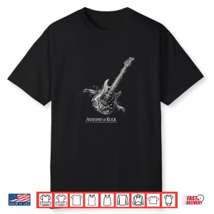 Anatomy Of Rock Guitar With Spine And Bones Graphic Art Shirt