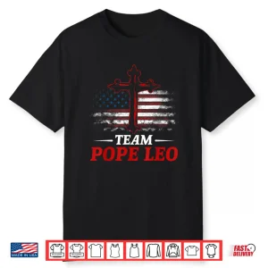 Team Pope Leo Xiv Vintage Flag Cross Christian Shirt