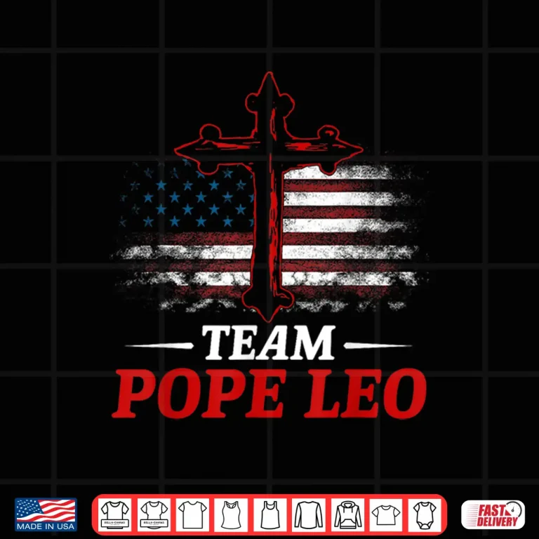 Design Team Pope Leo XIV Vintage Flag Cross Christian Shirt