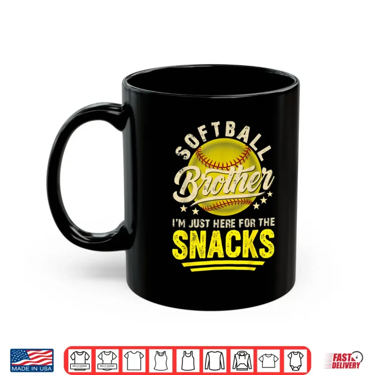 Mug Funny Retro Softball Brother Im Just Here for The Snacks Shirt