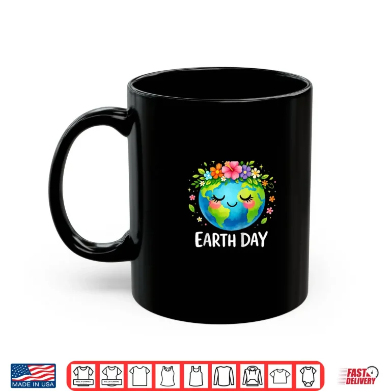 Mug Happy Earth Day Shirt Cute Earth with Floral Earth Day 2026 Shirt