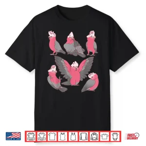Galah Cockatoo Pattern Pink Parrot Funny Birb Doodles Shirt