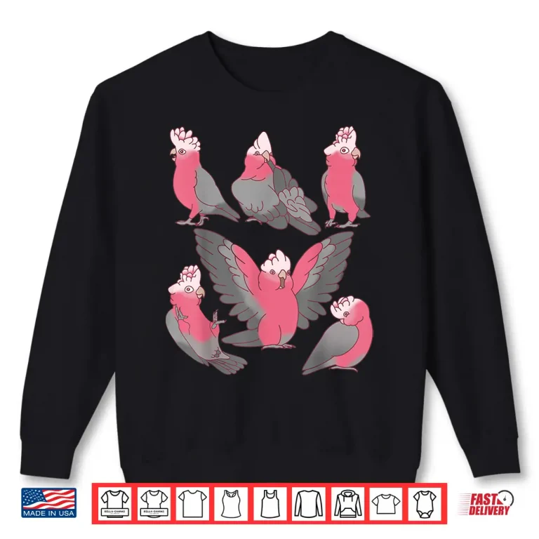 Sweatshirt Galah Cockatoo Pattern Pink Parrot Funny Birb Doodles Shirt