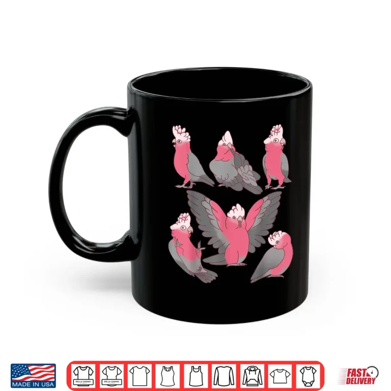 Mug Galah Cockatoo Pattern Pink Parrot Funny Birb Doodles Shirt