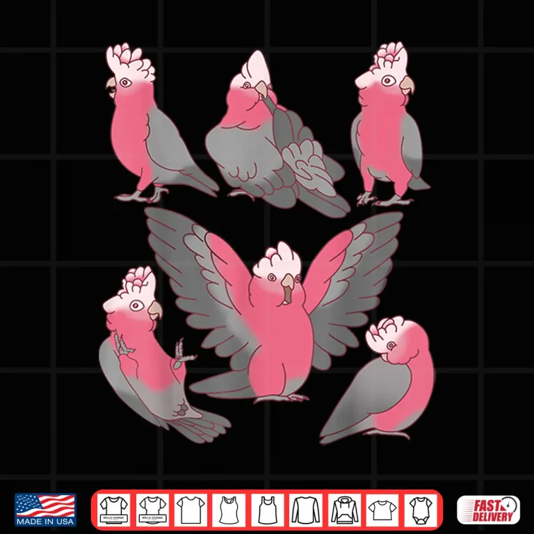 Design Galah Cockatoo Pattern Pink Parrot Funny Birb Doodles Shirt