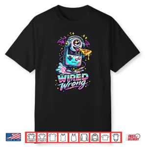 Wired Wrong Retro Gamer Pizza Monster Shirt