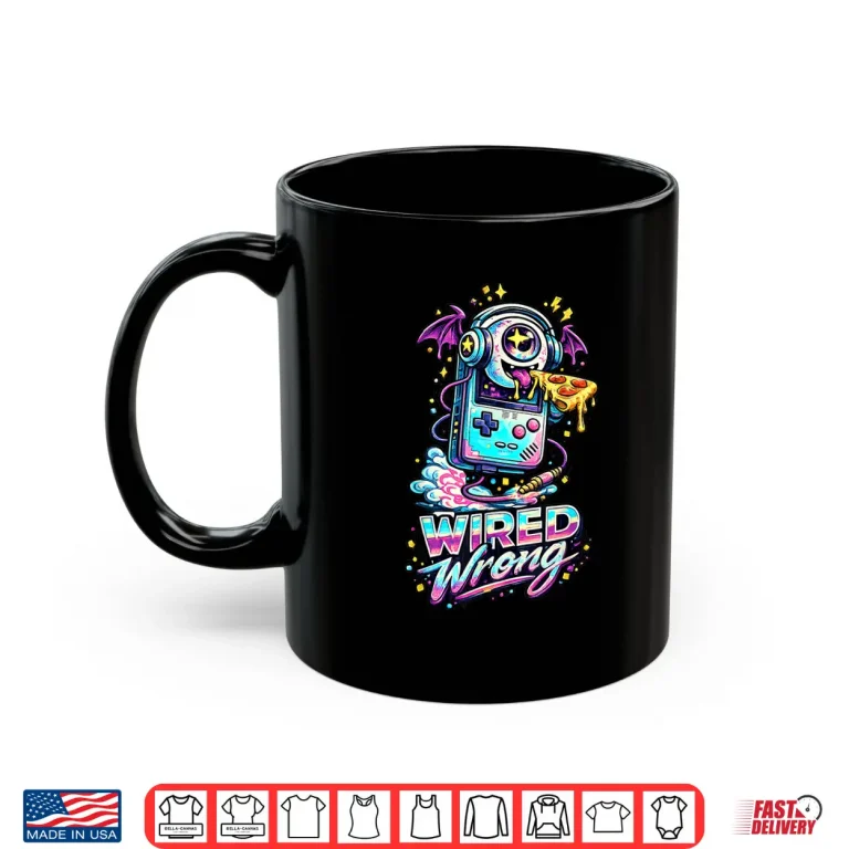 Mug Wired Wrong Retro Gamer Pizza Monster Shirt