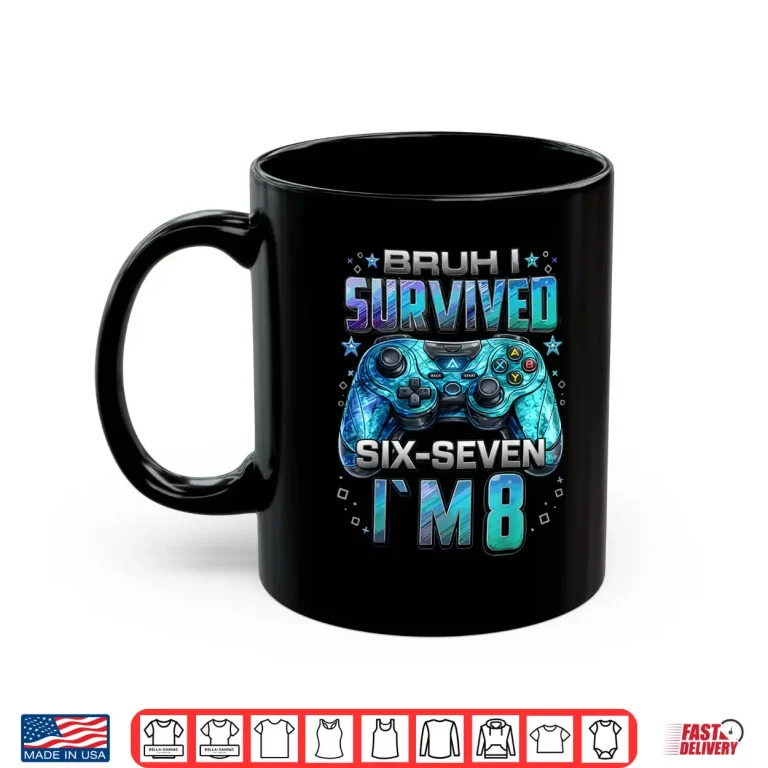 Mug 8th Birthday Boy Gaming I Survived Six Seven Im 8 Years Old Shirt