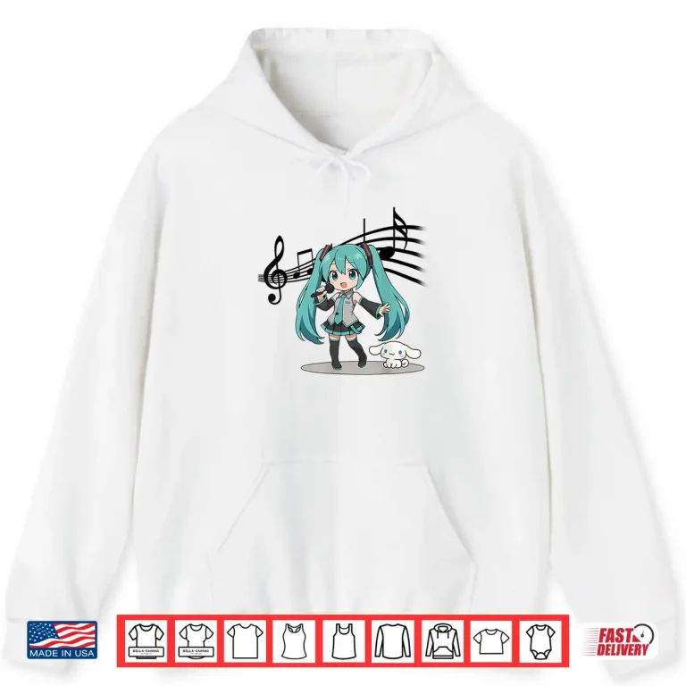 Hoodie Anime Manga Girl Miku Singer Singing Music Lover Treble Clef Shirt