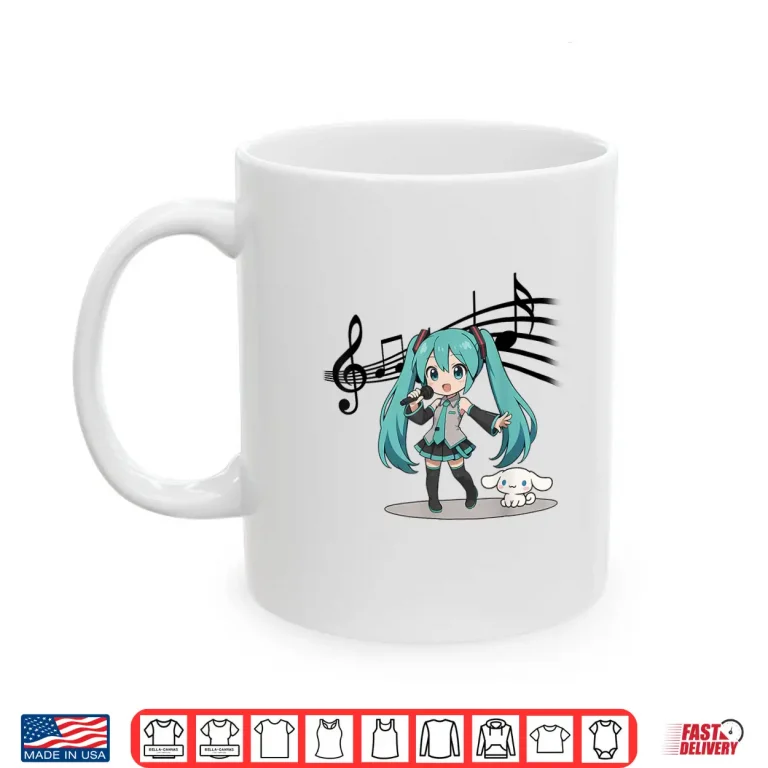 Mug Anime Manga Girl Miku Singer Singing Music Lover Treble Clef Shirt