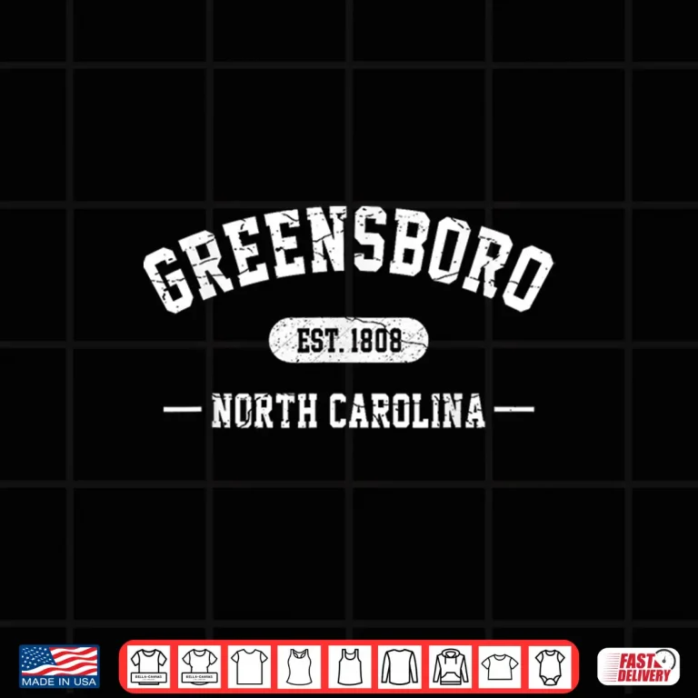 Design Greensboro North Carolina Est 1808 Vintage Retro Athletic Shirt