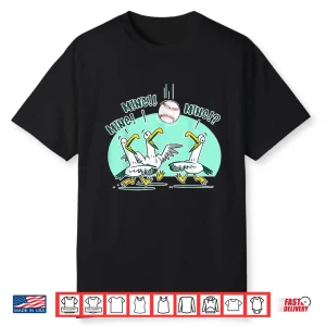 Mine Seagull Funny Bird Playing Baseball Shirt